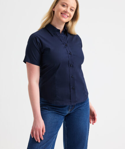 Ladies Pinpoint Oxford Half Sleeve Shirt